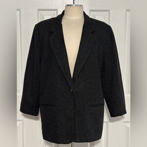 Sag Harbor Gray Wool Blend Blazer Jacket Size 18 Fully Lined